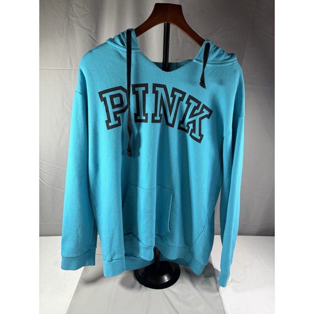 Pink Victoria's Secret Blue Long Sleeve Pullover Hoodie Women's Size Large